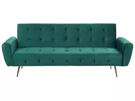 Trivietė išskleidžiama sofa SELNES, veliūrinė, smaragdinė