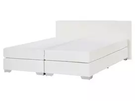 Kontinentinė lova iš dirbtinės odos PRESIDENT 160 x 200 cm balta
