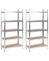 2 metalinių sandėliavimo stelažų rinkinys XITTA, 180 cm, 90 cm, sidabrinės spalvos