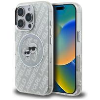 Karl Lagerfeld IML Glitter Karl & Choupette Heads Logo MagSafe Case for iPhone 16 Pro / grey