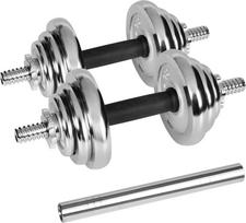 Rebel ACTIVE Chrome Adjustable Dumbbells in a Case 20 kg with Barbell