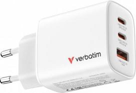Verbatim Charger GaN 65W QC 3.0, 2xUSB-C, 1x USB-A PD 3.0 EU