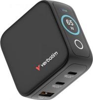 Verbatim Mini GaN Charger 65W TFT 2xUSB-C EU/UK/USA