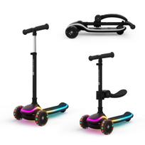 KINDERKRAFT triratis LED paspirtukas su sėdyne 2 in 1, RAKET UP, juodas, KRRAUP00BLK0000