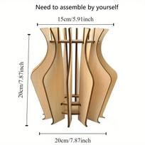 1pc 3D Wooden Puzzle Bouquet Vase,Fake Flower Building Block Set Display Stand,Anti-slip base,DIY Wood Craft Hobbies Kit Home decoration. balta
