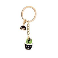 Womens Succulent Potted Plant Keychain Beach Style Hat Garden Succulent Cactus Plant Keychain Zinc Alloy Oil Drop Pendant Gift 2