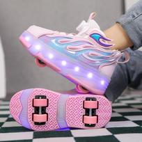 Junshi Kids' Light-Up 4-Wheel Roller Skate Shoes