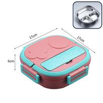 550ml Portable Bento Box Robot Shaped 304 Stainless Steel Lunch Box Outdoor Camping Picnic Food Container With Spoon Three grid pink / 550ml#0