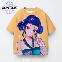 Kpop Demon Hunters Kids Anime Clothes 3D Cartton Short Sleeve Casual Fashion Summer Boys Girls T-Shirt 110