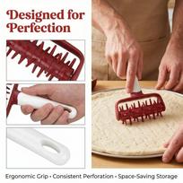 Handheld Dough Docker Roller Food-Grade Pizza Roller Spikes Docking Tool  Home Kitchen Bakery raudona