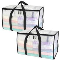Oversized Moving Bags with Reinforced Handles, Heavy-Duty Storage Tote for Clothes, Moving Supplies,Packing Moving Boxes for College (Clear) 2-Pack gryna