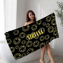 Hot Band N-Nirvanas Rock Beach Towel Colorful Bath Towels For Girl Microfiber Quick Dry Sand Free Beach Yoga Spa Gym Pool W30*H60(CM) gray
