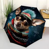 Winter, Chihuahua- Automatic Umbrella, Four Seasons Portable Folding Umbrella, Suitable for Men and Women, Travel, Daily Compact Umbrella, O