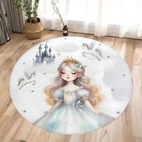 Round Princess Fairy Tale Cartoon Carpet Kids Room Bedroom Cute Decor Round Rug Home Round Mat 60cm x 60cm