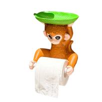 Creative Monkey Toilet Paper Holder with Leaf Tray Decorative Bathroom Tissue Roll Dispenser Stand Unique Home Decor Accessory geltona