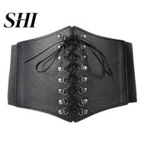 Decorative Belt Solid Color Retro Elastic Women Corset Exquisite Fine Craftsmanship Body Faux Leather Lace-up Buckle Wide Clothes Accessories Dress