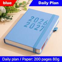 Pu Leather 2026 Schedule Planner Notepad 12 Months To-do List Notebook Diary Writing Pads  School mėlyna