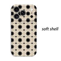 Mid Century Modern Starburst Geometric Grid Pattern Art Film Aesthetic Protective Shockproof Bumper Phone Case Cover For iPhone 14 15 16 Pro Max Plus IPHONE17PROMAX