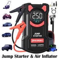 PAIVIROKU Jump Starter with Air Pump 5000A Peak Starter Box 150PSI Battery Pack Digital Tire Inflator Car Battery Jump Starter PJ100-16000mAh