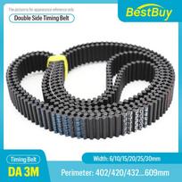 DA3M Double-sided Toothed Rubber Synchronous Belt Perimeter=402/420/432/438/444/450-609mm Width=6-30mm Pitch=3mm Timing Belt DA 3M-402mm