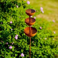 3 Tier Outdoor Bird Feeder Rain Collector Water Bowl with Metal Stake for Backyard Lawn Patio  Bird Bathing one size