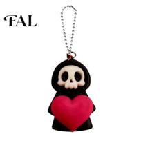 Gothic Skull Decoration Holding Heart Grim Reaper Keychain Charm, 3D Printed Decor with Spooky Bag Charm Ball Chain, Backpacks Bags Purse Hanging A