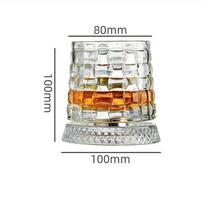 2026  Whiskey Glasses Rotating Whisky Glass With Glass Base 360 Rotate Degrees  Rum Glass For Cocktail Party Drinking