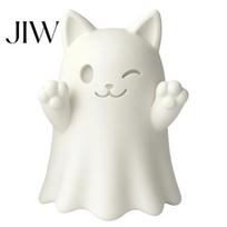 White PLA Craft Molds 3D Printed Cute Ghost Cat Figurine, Wink Smile Surprise Spooky Halloween Decor, Blank DIY Ornaments Paintable Statue, A