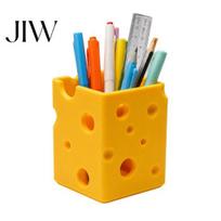 Modern Desk Decoration Creative 3D Printed Cheese Pen Holder, Cute Desktop Organizer, Plastic Stationery Holder Multifunctional Storage Ornament 1pc