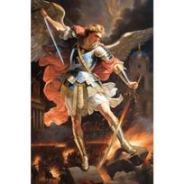 Renesanso angelų plakatų spaudiniai galerijai, svetainei, namų dekorui, arkangelas Mykolas su kalaviju, drobės paveikslas, sienos menas 21X30CMNo Framed beige
