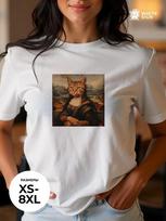 Mona-Cat-Lisa Cotton Graphic T-Shirt M