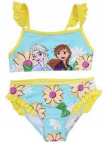 Frozen anna i elsa strój kąpielowy dwuczęciowy falbanki błękit 8 l fn02k