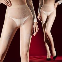 Jacquard Pantyhose Women Sexy Ultra Thin Stockings Silver Lace T-Crotch Tights Lady Transparent  Hosiery Open Crotch