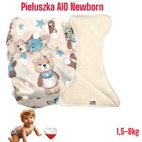 Pieluszka wielorazowa aio newborn kieszonka bambus misie miętowe nappime