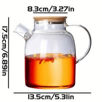 High Borosilicate Glass Cold Water Pitcher Heat Resistant 1000ml/1800ml Large Capacity Fruit Tea Jug with Bamboo Lid Transparent Kettle 1800ml