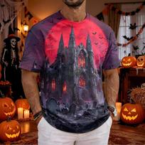Men's Short Sleeve Halloween Print T-Shirt for Costume Party XXL mėlyna