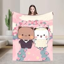 Soft Blanket Travel Office Halloween Bubu and Dudu Love Throw Blanket Flannel Bedspread For Couch Bed Novelty Sofa Bed Cover Size: 75*100cm, Weight: 230 GSM