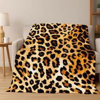 luxurious Leopard Tiger Print Beast Fur Flannel Blanket Soft Warm Throw Blanket for Bedroom Living Room Bed Travel Camping Gift Size: 75*100cm, Weight: 230 GSM