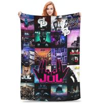 Flannel Throw Blanket JuL C'est Pas Des Lols French Rapper Warm Plush Blankets Soft Bedding for Bed Living room Home Picnic Sofa Size: 75*100cm, Weight: 230 GSM