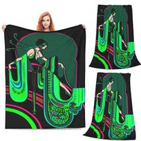 Flapper Vintage 1920 Art Deco Beautiful Print Blankets Soft Warm Flannel Throw Blanket Bedspread for Bed Living room Travel Home Size: 75*100cm, Weight: 230 GSM
