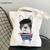 Prancūzų buldogas pirkinių krepšys tote shopper eco rankinė perdirbtas krepšys daugkartinio naudojimo krepšys shoping sac cabas virvelinis individualus 24*26cm