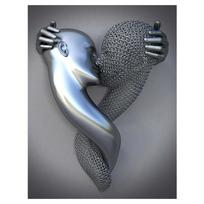 Sofa Fono Sienos Dekoracija Drobės Tapyba Pagrindinė Metalo Figūra Apkabinanti Skulptūra Berėmis Plakatas Kabinamas Paveikslas 20 * 30cm (no frame)