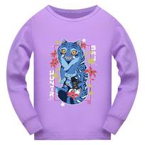 4860 Kids Girls Derpy Rumi Zoey Mira Super Star Print Long Sleeves T-Shirt 100cm violetinė