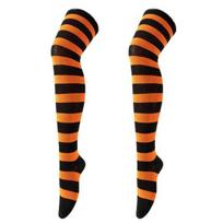 Striped Thigh High Socks Women Colorful Over-the-Knee Socks Retro Stretchy Thigh Highs for Girls Cosplay Lolita Costume One Size J
