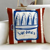 classic food Sardine Cushion Cover Soft & Easy-Wash Pillow Case – Versatile for Couch, Bed, Travel and Office 30cmx30cm
