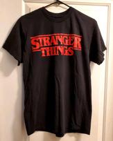 Netflix STRANGER THINGS Red Logo Black 100% Cotton T-shirt Mens Tees Top Medium (38/40) M