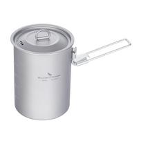 Boundless Voyage Titanium Cooker 900ml Suitable for Direct Folding Outdoor Camping Cooking with Storage Bag Mug, Flame, Lightweight, Compact, Handle,