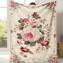 1 vnt. Rožinis pledas Gražus gėlių flora 3D spaudinys Flanelinis šiltas jaukus pledas Namams Kelionėms Gimtadienio dovana Kėdė Sofa Kambario dekoracija 75x90cm