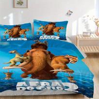 3pcs Ice Age 2 Movie Poster Bedding Set, 1 Soft Quilt Cover + 2 Pillowcases, Machine Washable, Suitable for All Seasons, Perfect Gift for Fa 135x200cm