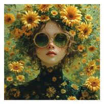 Diamond painting kit DIY sunglasses beauty flower head Diamond embroidery art 5D cross stitch mosaic home decoration 30x30cm Full Round
